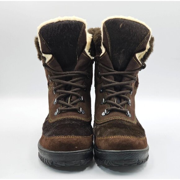 Hinher Women's Brown Leather Fur-Lined Lace-Up Boots Made In Italy Sz 8.5 (39) 2 - Picture 10 of 16